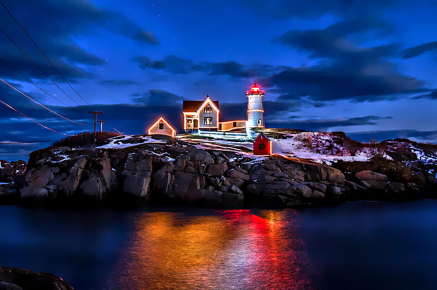 Nubble Light In The Blue Hour Photograph by Larry Richardson