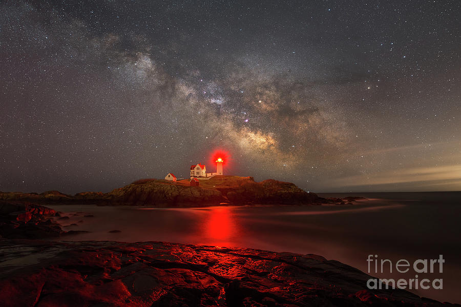 Nubble Light Milky Way Rising Photograph by Michael Ver Sprill