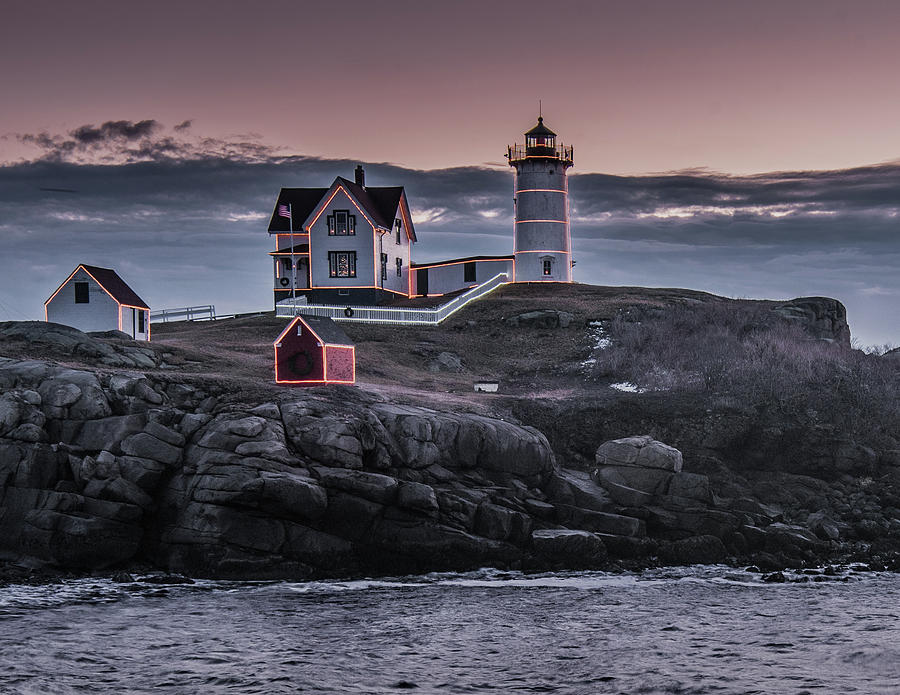 Nubble Light New Years sunrise Photograph by Hershey Art Images