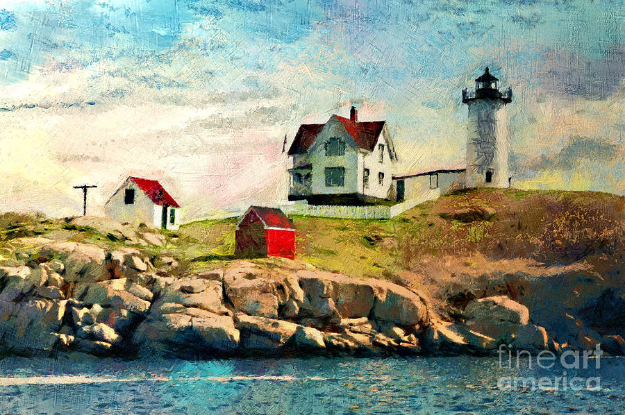 Lighthouse Photograph - Nubble light - painted by Gene Healy