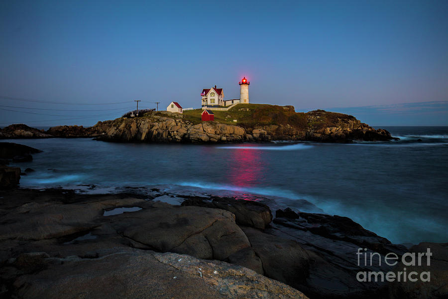 Nubble Lighthouse After Sunset, Maine, Long Exposure Photograph by Felix Lai
