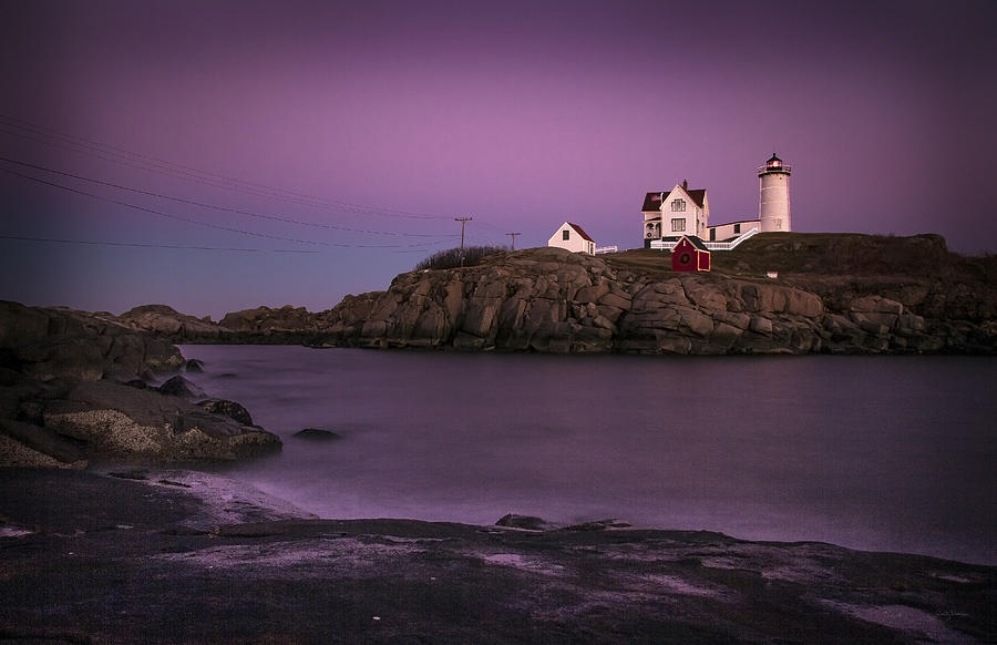 Winter Photograph - Nubble Lighthouse at Dusk by Betty Denise