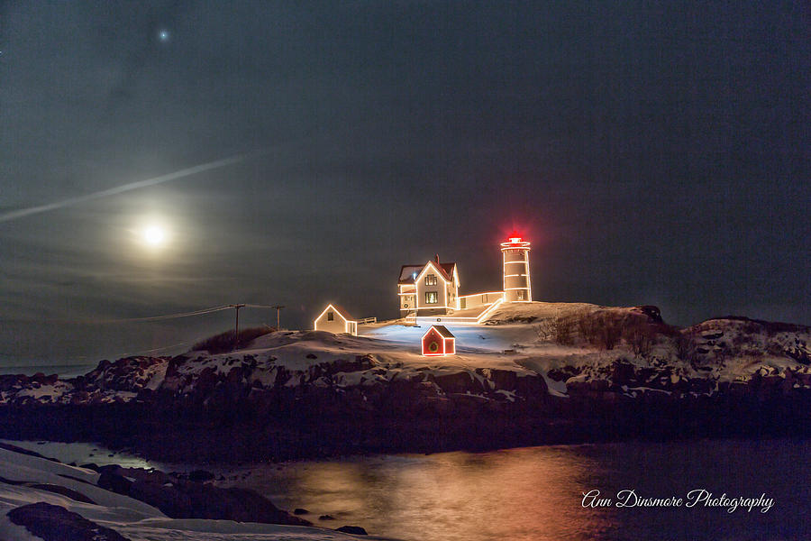 Nubble Lighthouse Christmas Time Photograph by Ann Dinsmore Pixels