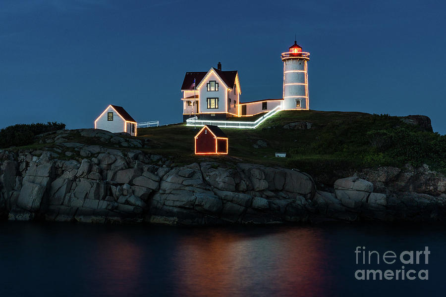 Nubble Lighthouse Christmas in July Photograph by Craig Shaknis