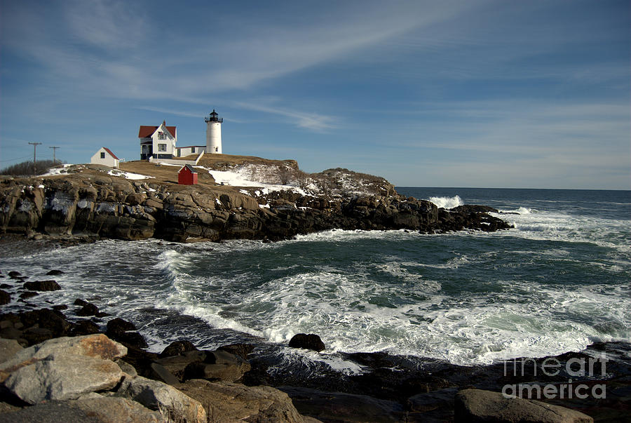 Nubble Lighthouse In Winter Photograph by Eunice Miller