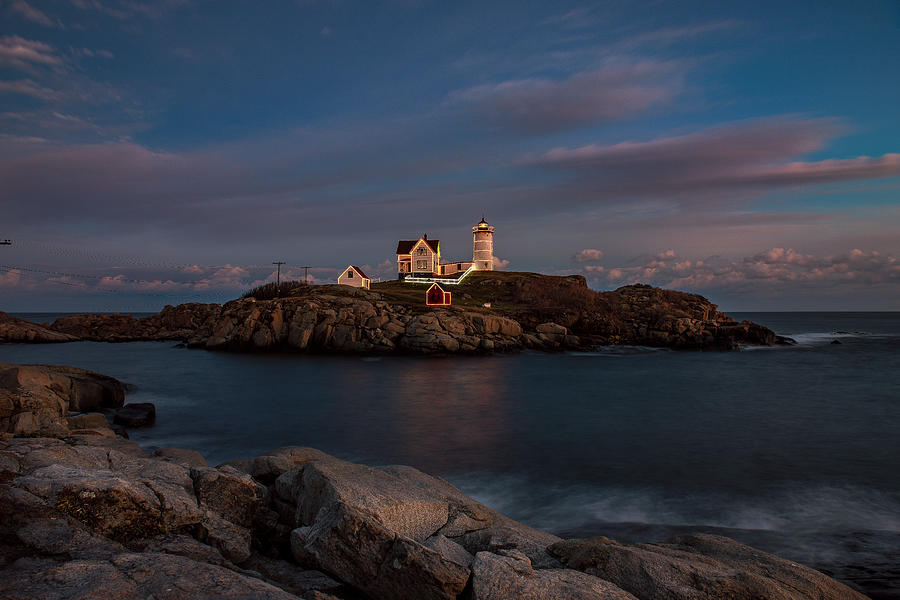 Nubble Lighthouse Merry Christmas Photograph by Stan Dzugan | Fine Art ...