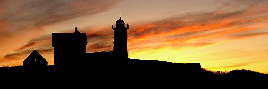 Nubble Lighthouse Silhouette Photograph by Steven Ralser