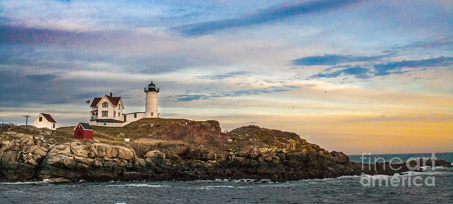 Sunset Photograph - Nubble Lighthouse, York, Maine by Ken Marsh