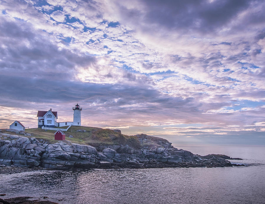 Nubble Sunrise wide Photograph by Hershey Art Images