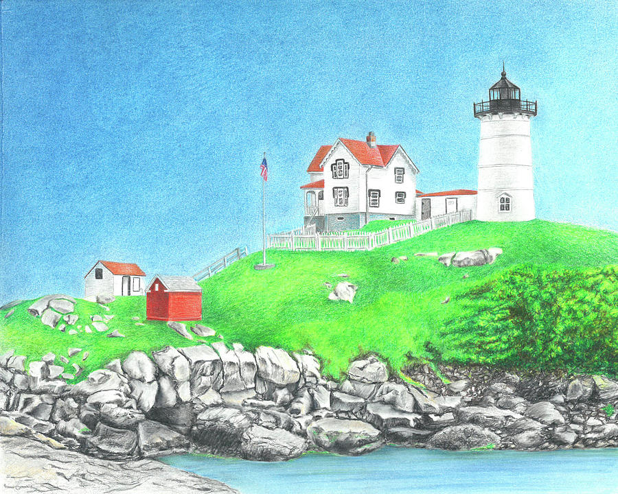 Nubble Drawing by Troy Levesque