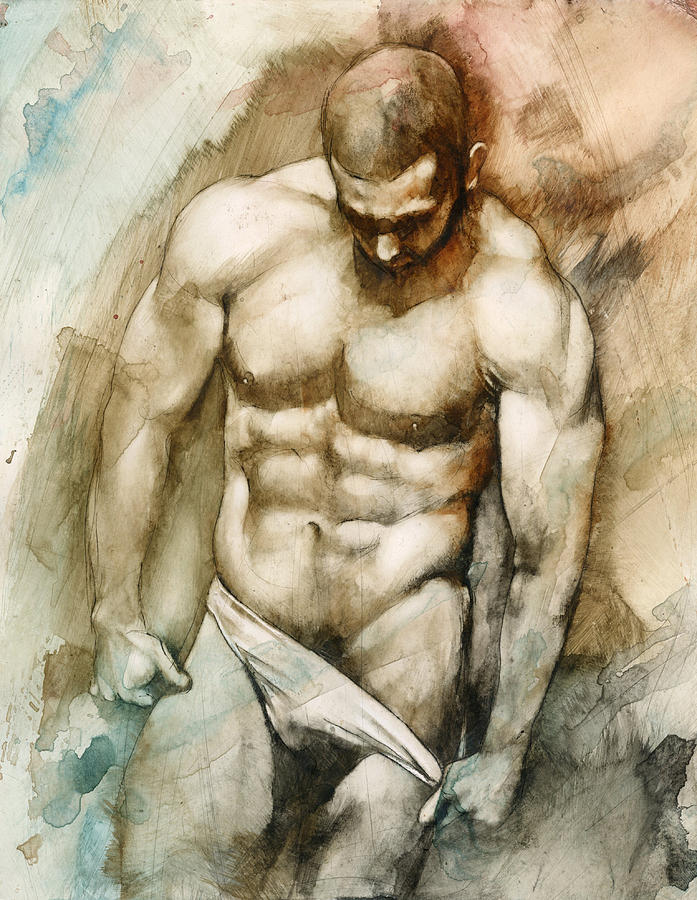 Male Painting - Nude 49 by Chris Lopez