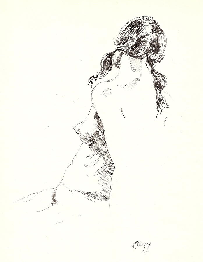 Nude 9 Drawing by R  Allen Swezey
