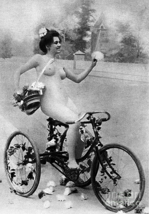 NUDE AND BICYCLE, c1900 Photograph by Granger