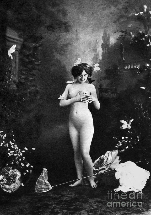 NUDE AND BUTTERFLIES, c1900 Painting by Granger