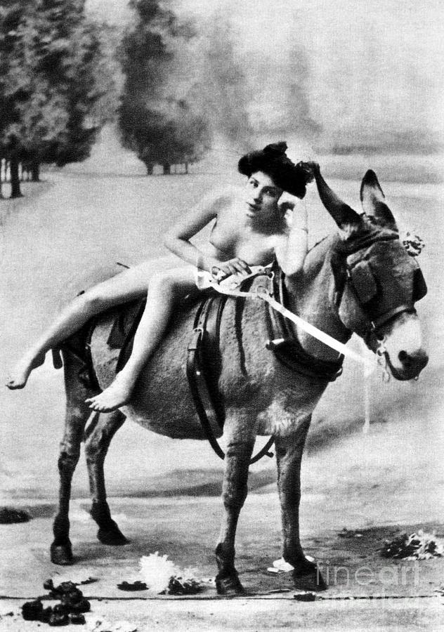 NUDE AND DONKEY, c1900 Photograph by Granger