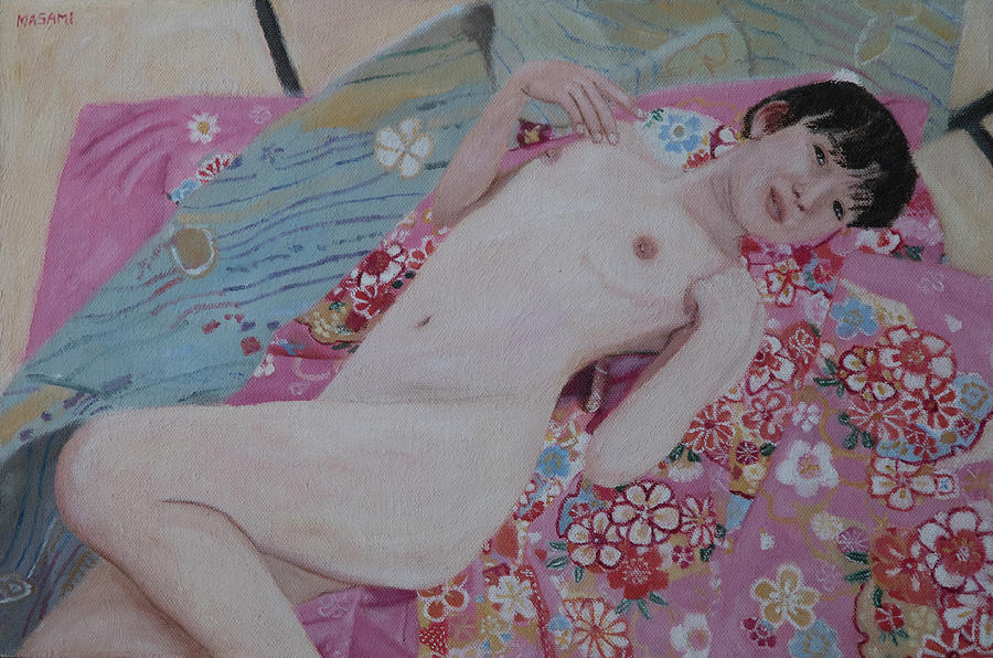 Nude and Kimono 3 Painting by Masami Iida