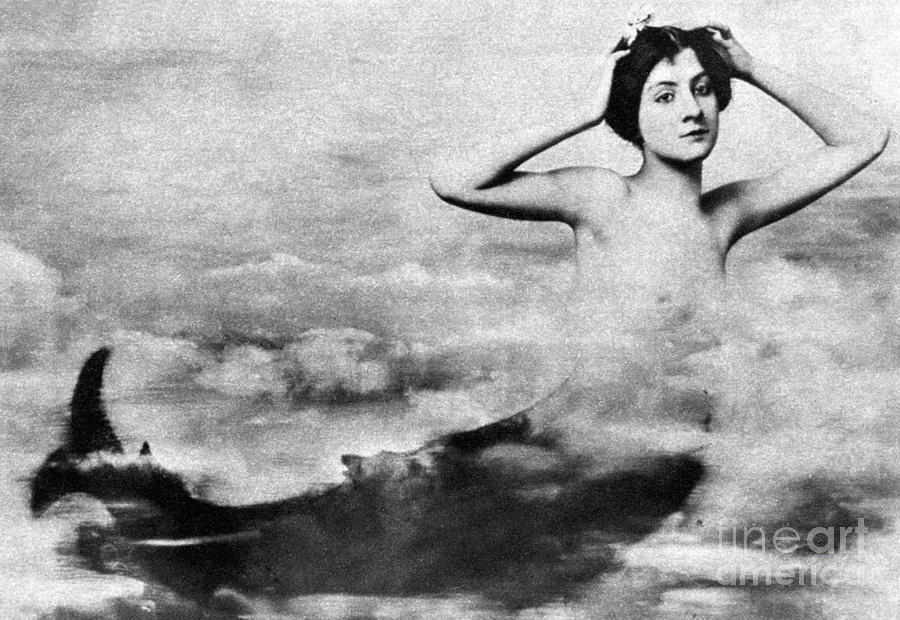 Mermaid Photograph - NUDE AS MERMAID, 1890s by Granger
