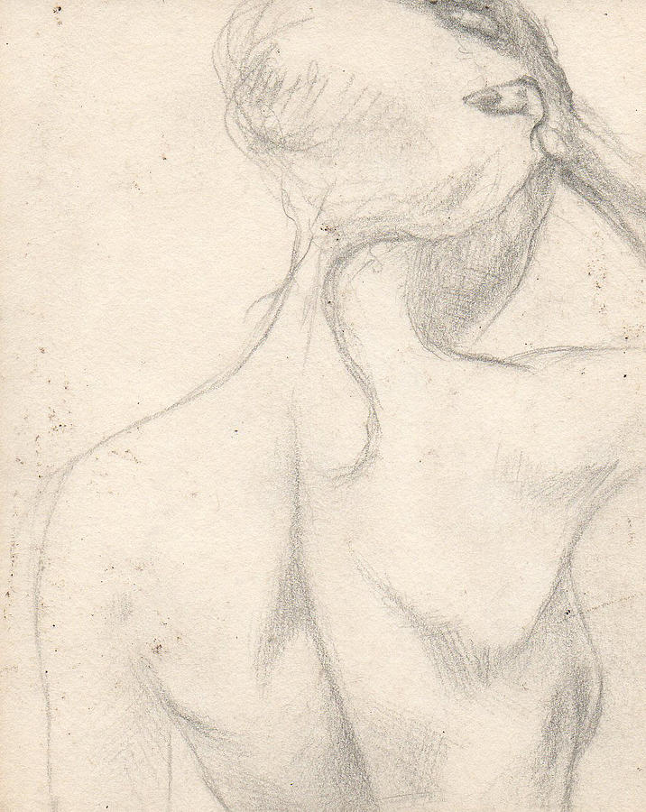 Small Drawing - Nude Back by T Ezell
