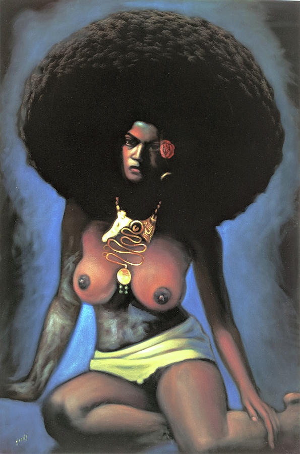 Vintage Painting - Nude Black Afro Woman 70s vintage style by Jesus Gutierrez