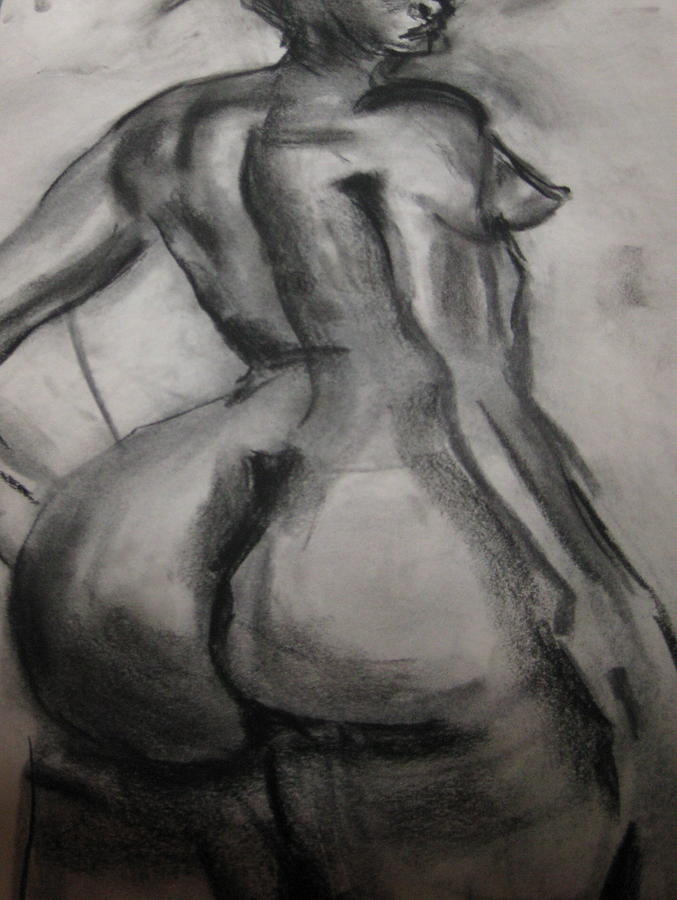 Nude Buttocks Drawing by Carole Johnson