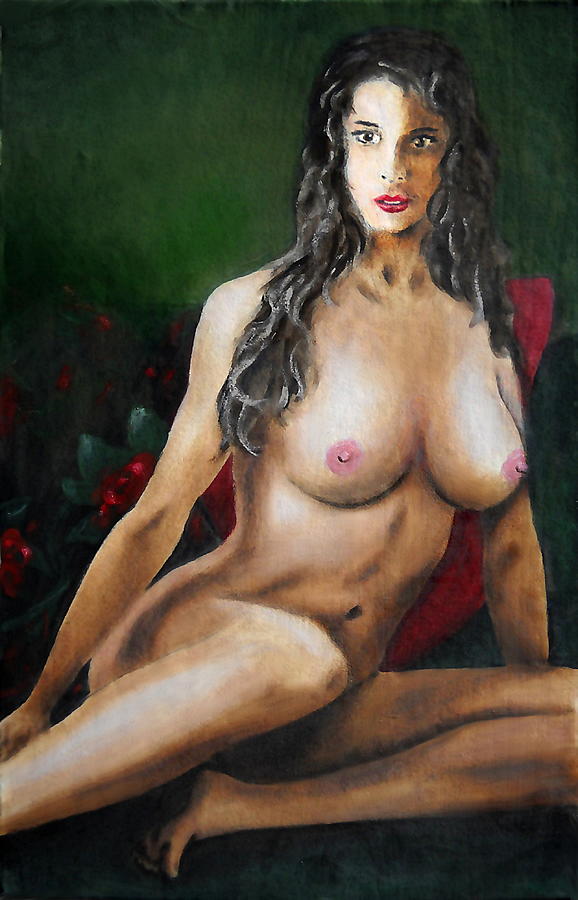 Nude Female Portrait Jean Seated Painting by G Linsenmayer