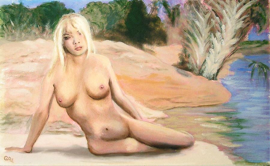 Nude Female Portrait Nikie Gulf Coast Florida Painting by G Linsenmayer