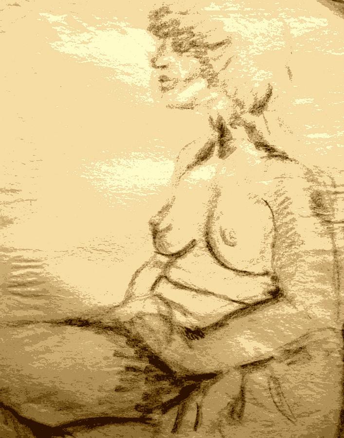 Nude Drawing - Nude Female Seated  by Sheri Parris