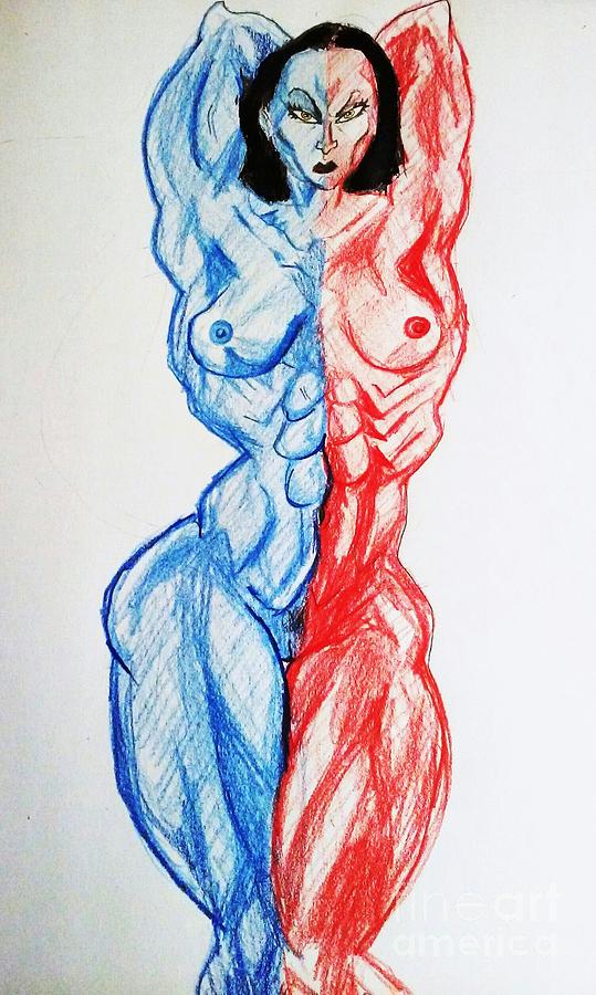 Nude Female Sketch 13 Drawing by Mark Bradley