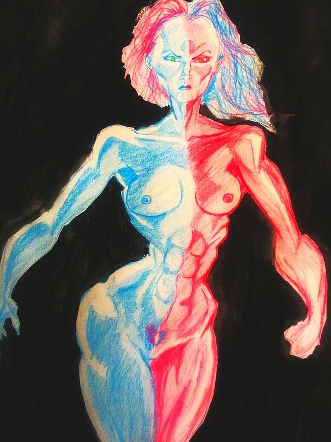 Nude female sketch 27 Drawing by Mark Bradley