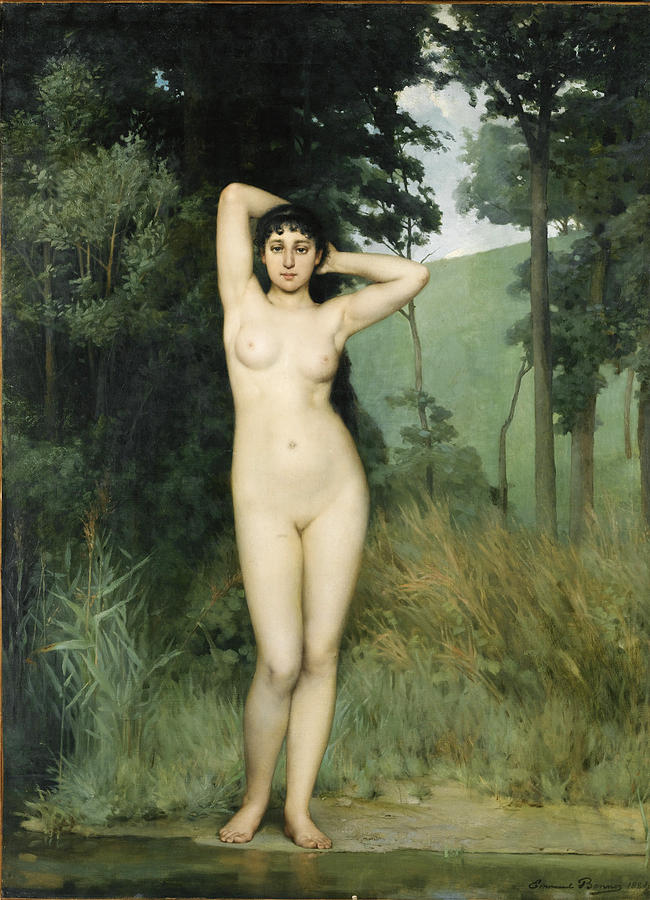 Nude Girl at the Shore Painting by Emmanuel Benner