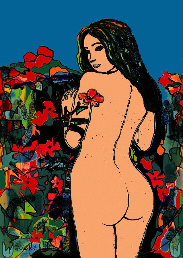 Nude In Garden Mixed Media by Natalie Holland