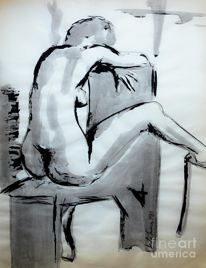 Nude In Thought Painting by Anita Thomas