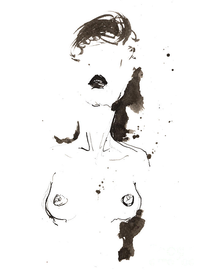 Nude ink drawing 2018 06 12 Painting by Ang El