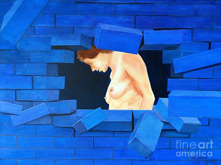 Nude lady through exploding wall by Robert Monk Nude lady through exploding wall by Robert Monk
