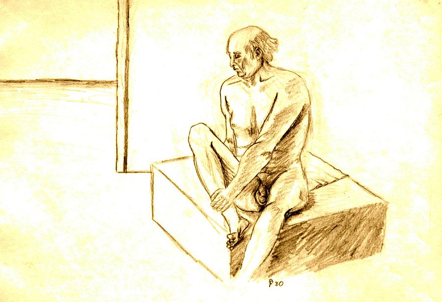 Nude Male Holding Leg Drawing By Sheri Buchheit Pixels