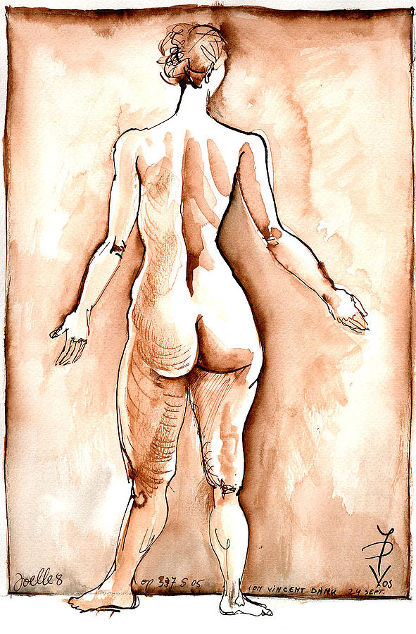 Abstract Painting - Nude of Joelle in Camaieu by ITI Ion Vincent Danu