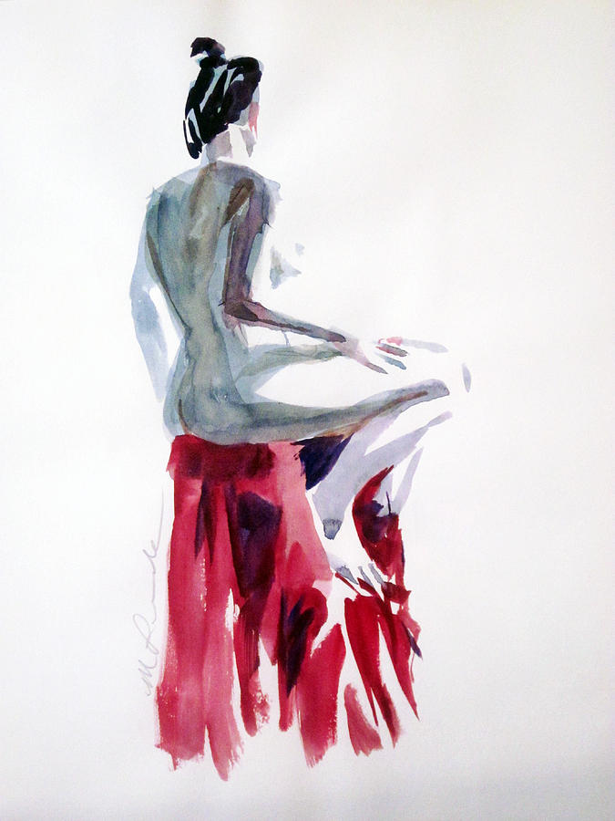 Nude on a Draped Stool Painting by Mark Lunde