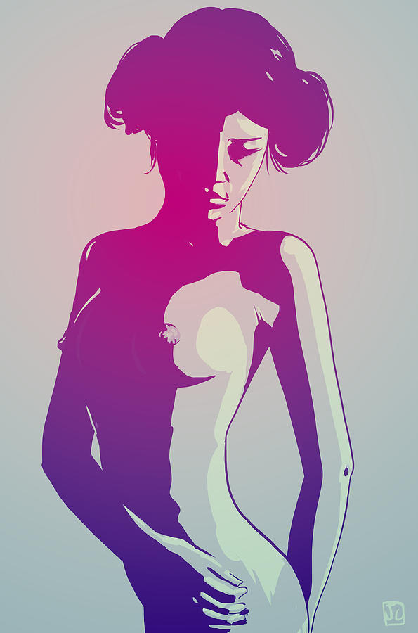 Star Wars Drawing - Nude Princess Leia by Giuseppe Cristiano