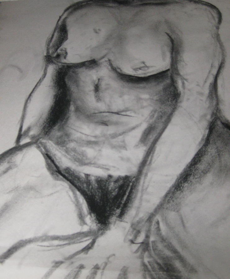 Nude Seated Drawing by Carole Johnson