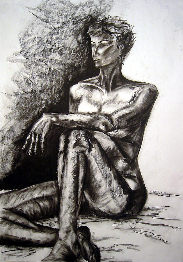 Nude Drawing - Nude Sitting by Michelle Meyer