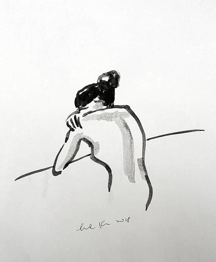 Nude study 031418 Drawing by Hae Kim