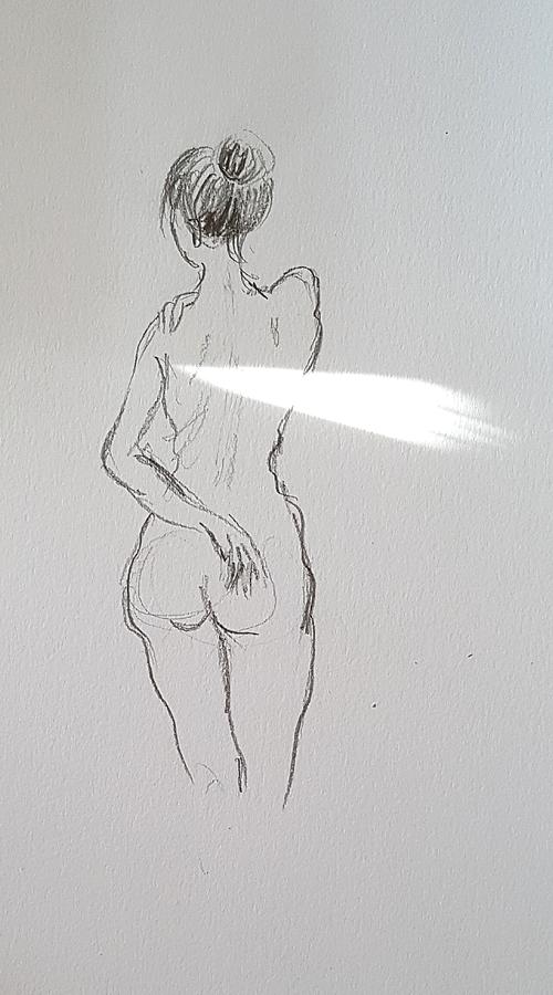 Nude study 111918 Drawing by Hae Kim