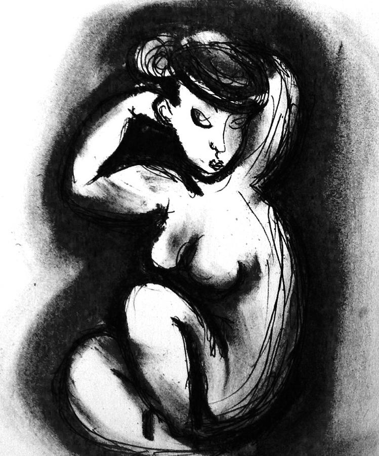 Nude study 112316 PC Drawing by Hae Kim