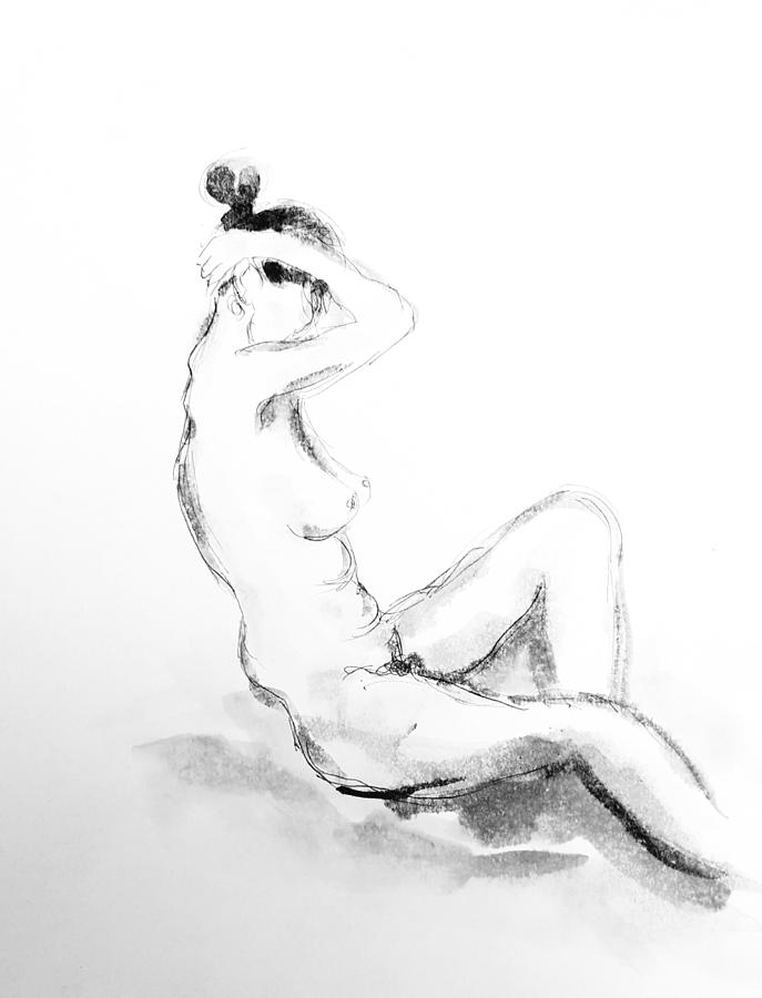 Nude study 11818 Drawing by Hae Kim