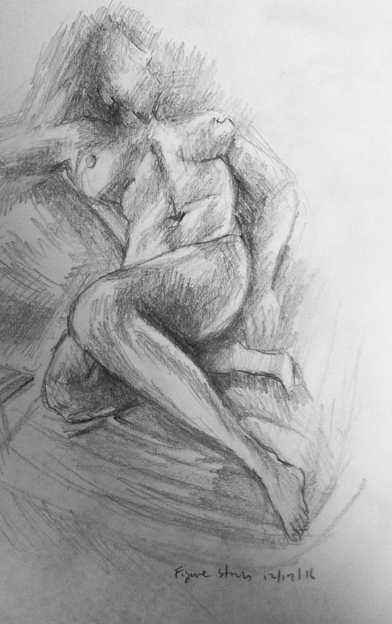 Nude study 121716 Drawing by Hae Kim