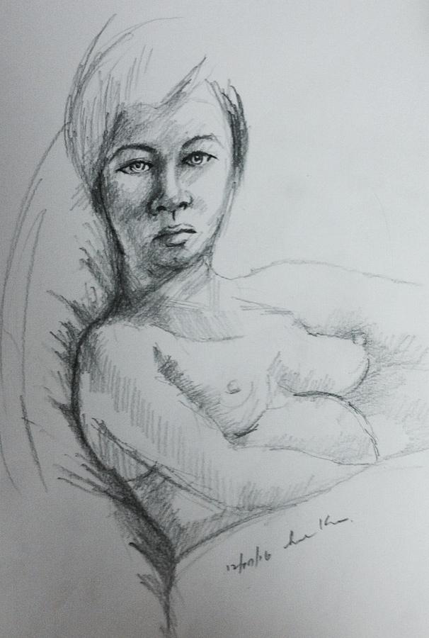 Nude study 121716p Drawing by Hae Kim