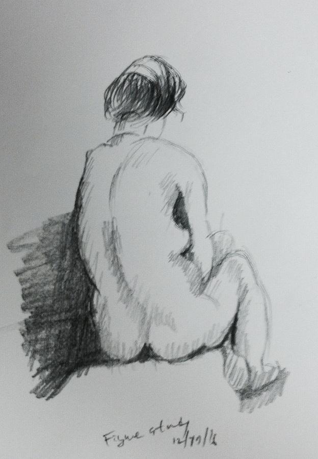 Nude study 121816 Drawing by Hae Kim