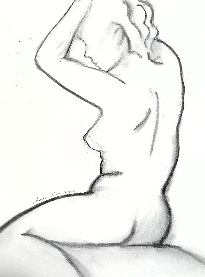 Nude study 91117 Drawing by Hae Kim