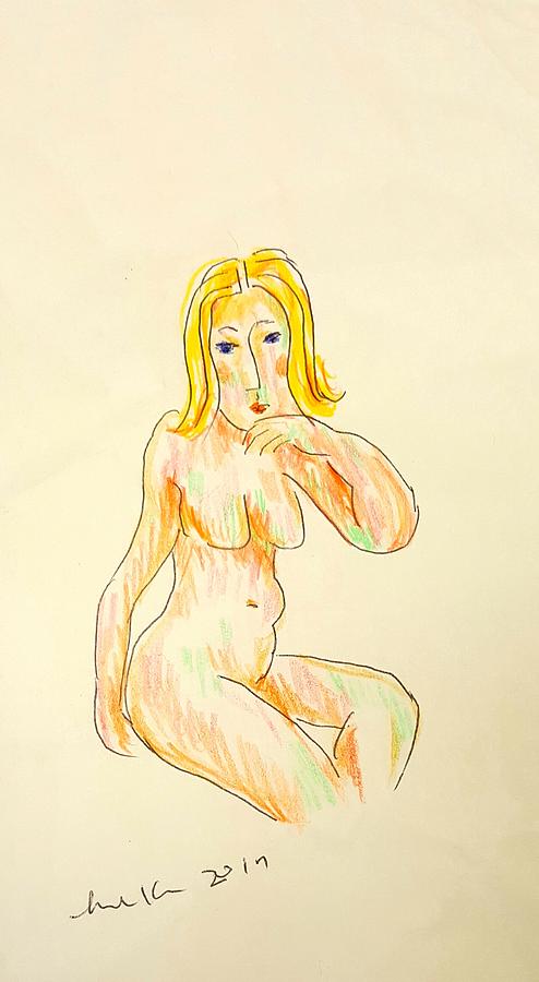 Nude study cp Drawing by Hae Kim