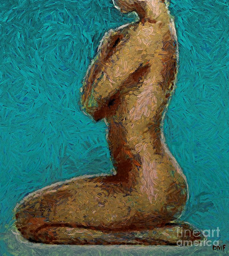 Nude turquise Painting by Dragica  Micki Fortuna